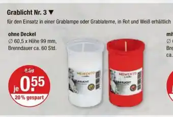 V Markt MEMENTO Grablicht Nr. 3 ohne Deckel Angebot