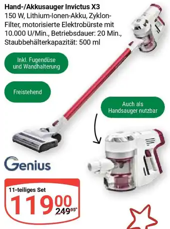 Globus Genius Hand-/Akkusauger Invictus X3 Angebot