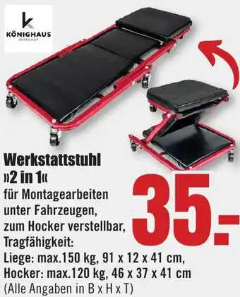 B1 Discount Baumarkt KÖNIGHAUS Werkstattstuhl 2 in 1 Angebot