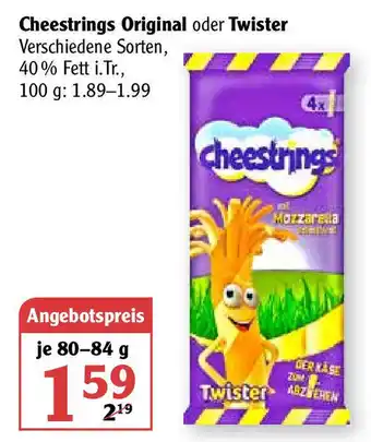 Globus Cheestrings Original oder Twister 80-84g Angebot