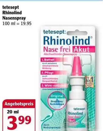 Globus Tetesept Rhinolind Nasenspray Angebot