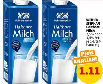 PENNY WEIHENSTEPHAN Haltbare Milch 1 Liter Packung Angebot