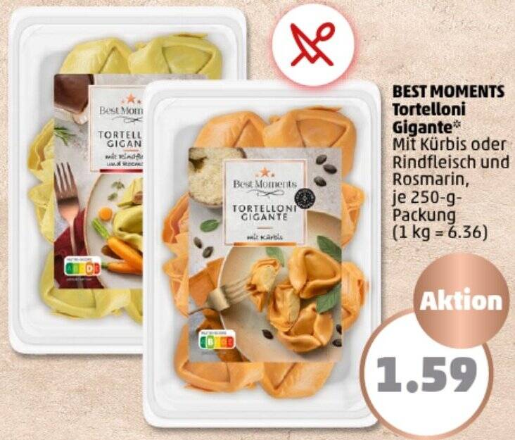 BEST MOMENTS Tortelloni Gigante 250 g Packung Angebot bei PENNY