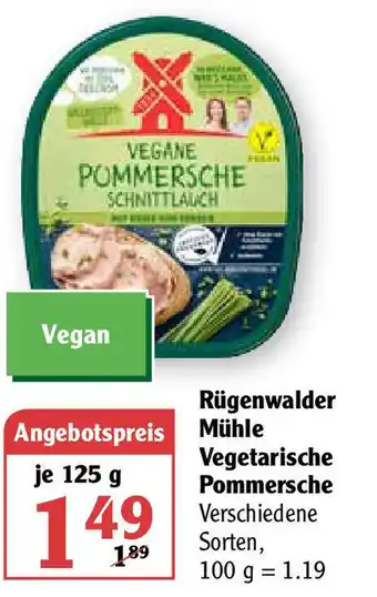 Globus Rügenwalder Mühle Vegetarische Pommersche 125g Angebot