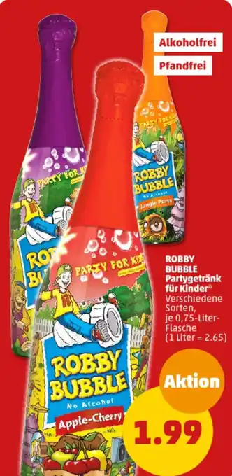 PENNY ROBBY BUBBLE Partygetränk für Kinder 0,75 Liter Flasche Angebot