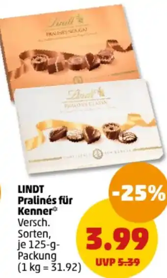 PENNY LINDT Pralinés für Kenner 125 g Packung Angebot