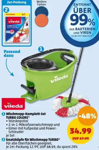 PENNY Vileda Wischmopp-Komplett-Set TURBO COLORS Angebot
