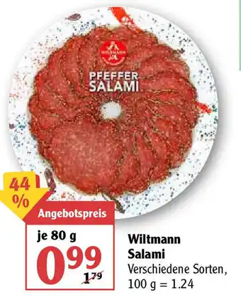 Globus Wiltmann Salami 80 g Angebot