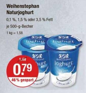 V Markt Weihenstephan Naturjoghurt je 500-g-Becher Angebot