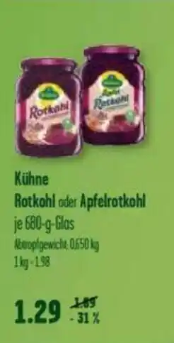 V Markt Kühne Rotkohl oder Apfelrotkohl je 680-g-Glas Angebot