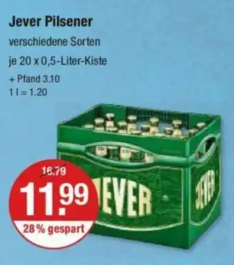 V Markt Jever Pilsener verschiedene Sorten je 20 x 0,5-Liter-Kiste Angebot