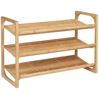 Netto Marken-Discount Homcom schuhregal mit griff natur 76l x 33b x 51h cm schuhständer mit 3 ebenen schuh-organizer schuhaufbewahrung Angebot
