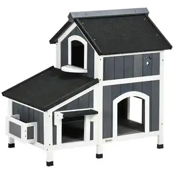 Netto Marken-Discount Pawhut katzenhaus mit asphaltadach grau 96l x 65b x 85,5h cm katzenhütte katzenhöhle für draußen kleintierhaus mit asphaltada Angebot