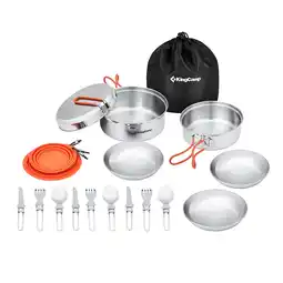 Netto Marken-Discount Kingcamp camping kochset adventurer ii pro koch geschirr set stahl topf pfanne Angebot