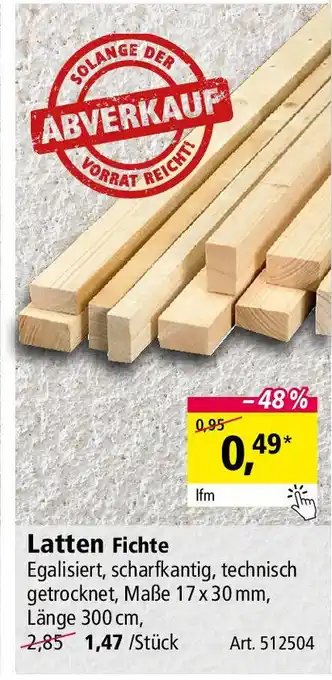 Holz Possling Latten Fichte Angebot