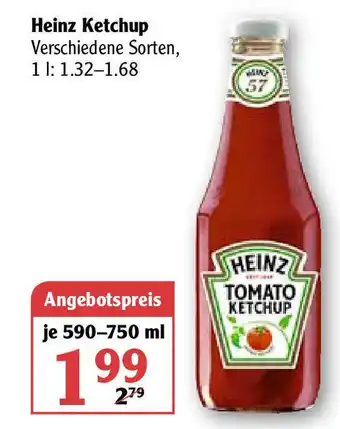 Globus Heinz Ketchup 590-750ml Angebot