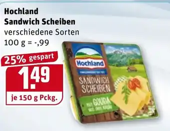 REWE Hochland Sandwich Scheiben 150g Angebot