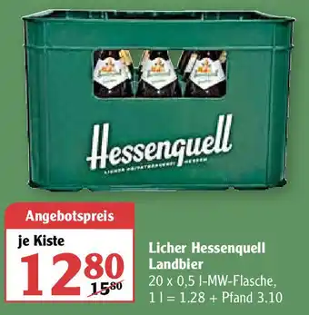 Globus Licher Hessenquell Landbier 20x0,5L Angebot