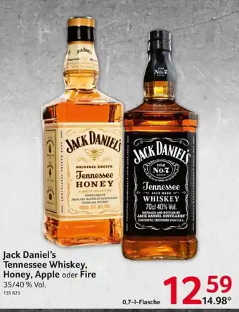 Selgros Jack Daniel's Tennessee Whiskey, Honey, Apple oder Fire 700ml Angebot