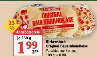 Globus Birkenstock Original Bauernhandkäse 250g Angebot