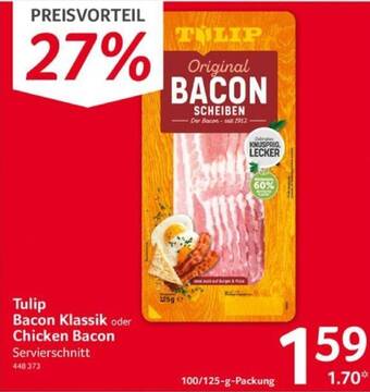 Selgros Tulip Bacon Klassik oder Chicken Bacon Servierschnitt 100/125-g-Packung Angebot