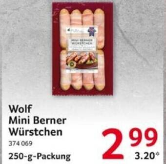 Selgros Wolf Mini Berner Würstchen 250-g-Packung Angebot