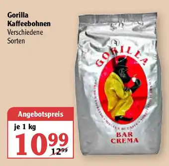 Globus Gorilla Kaffeebohnen 1kg Angebot