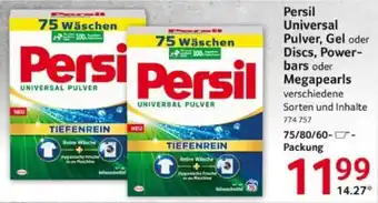 Selgros Persil Universal Pulver, Gel oder Discs, Power-bars oder Megapearls 75/80/60WA Angebot