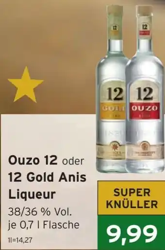 CAP Markt Ouzo 12 oder 12 Gold Anis Liqueur 38/36 % Vol. je 0,7 L Angebot