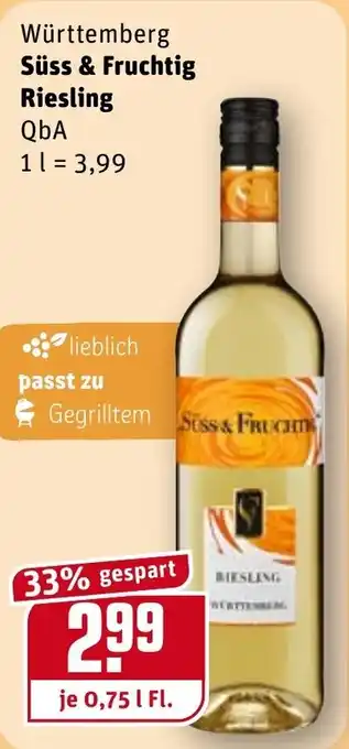 REWE Süss & Fruchtig Riesling 0,75L Angebot