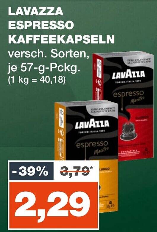 LAVAZZA ESPRESSO KAFFEEKAPSELN versch. Sorten, je 57gPckg. Angebot