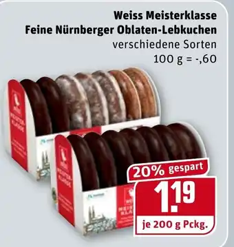 REWE Weiss Meisterklasse Feine Nürnberger Oblaten Lebkuchen 200g Angebot