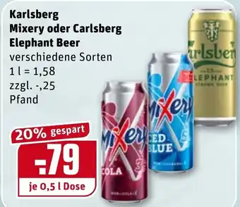 REWE Kalsberg Mixery oder Carlsberg Elephant Beer 0,5L Angebot