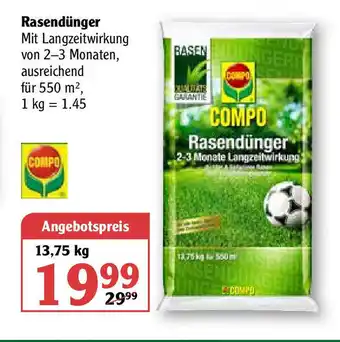 Globus Compo Rasendünger 13,75 kg Angebot