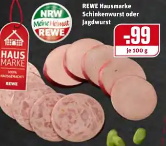 REWE Center Rewe Hausmarke Schinkenwurst oder Jagdwurst 100g Angebot