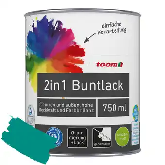 toom Baumarkt Toom 2in1 buntlack 'südseetraum' petrolfarben seidenmatt 750 ml Angebot