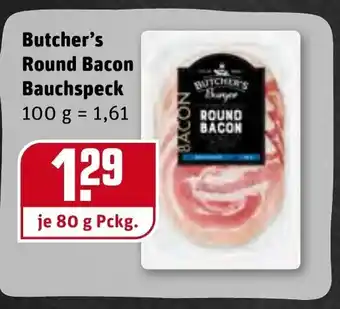 REWE Center Butcher's Round Bacon Bauchspeck 80g Angebot