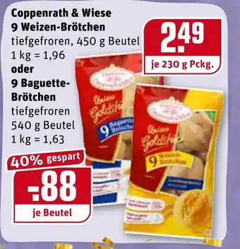 REWE Center Coppenrath & Wiese 9 Weizen Brötchen 450g oder 9 Baguette Brötchen 540g Beutel Angebot