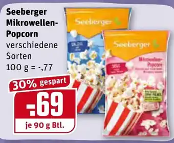 REWE Center Seeberger Mikrowellen Popcorn 90g Btl. Angebot