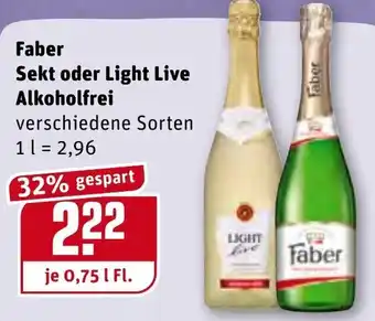 REWE Center Faber Sekt oder Light Live Alkoholfrei 0,75L Angebot