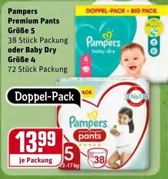 REWE Center Pampers Premium Pants Große 5 oder Baby Dry Große 4 Angebot