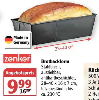 Globus Zenker Brotbackform Angebot