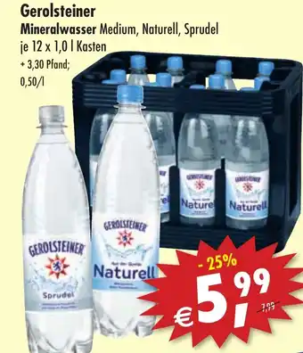 Lösch Depot Gerolsteiner Mineralwasser Medium, Naturell, Sprudel je 12 x 1,0 L Angebot