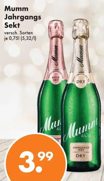 Trink und Spare Mumm Jahrgangs Sekt versch. Sorten je 0,75L Angebot