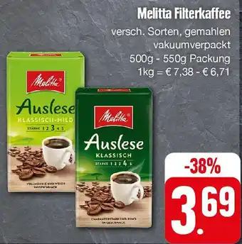 Edeka Melitta Filterkaffee 500 g-550 g Packung Angebot