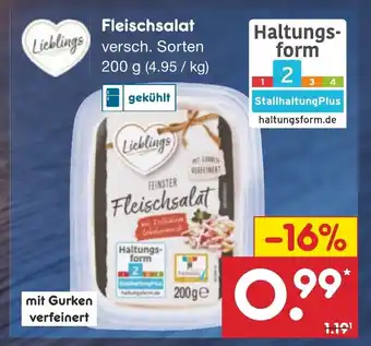 Netto Marken-Discount Lieblings Fleischsalat versch. Sorten 200 g Angebot