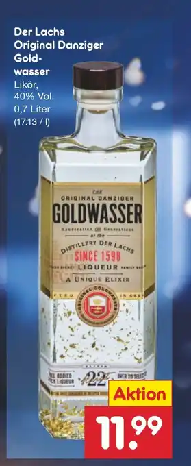 Netto Marken-Discount Der Lachs Original Danziger Goldwasser Likör, 40% Vol. 0,7 Liter Angebot