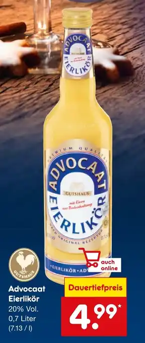 Netto Marken-Discount Advocaat Eierlikör 20% Vol. 0,7 Liter Angebot