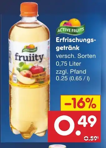 Netto Marken-Discount ACTIVE FRUIT Erfrischungsgetränk 0,75 Liter Angebot