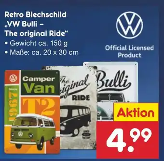 Netto Marken-Discount Retro Blechschild ,,VW Bulli - The original Ride" Angebot